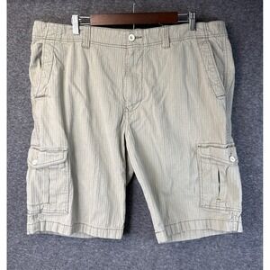 Tommy Bahama Mens 40 Cargo Shorts Khaki Tan Textured Cotton Tencel Stretch 10in
